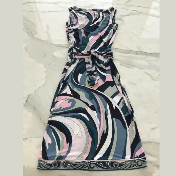 EMILIO PUCCI PINK MULTI BELTED DRESS SIZE IT 42 / US 8 NWOTS! - Picture 1 of 13